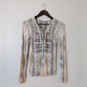 Free People Lace Up Patterned Top
